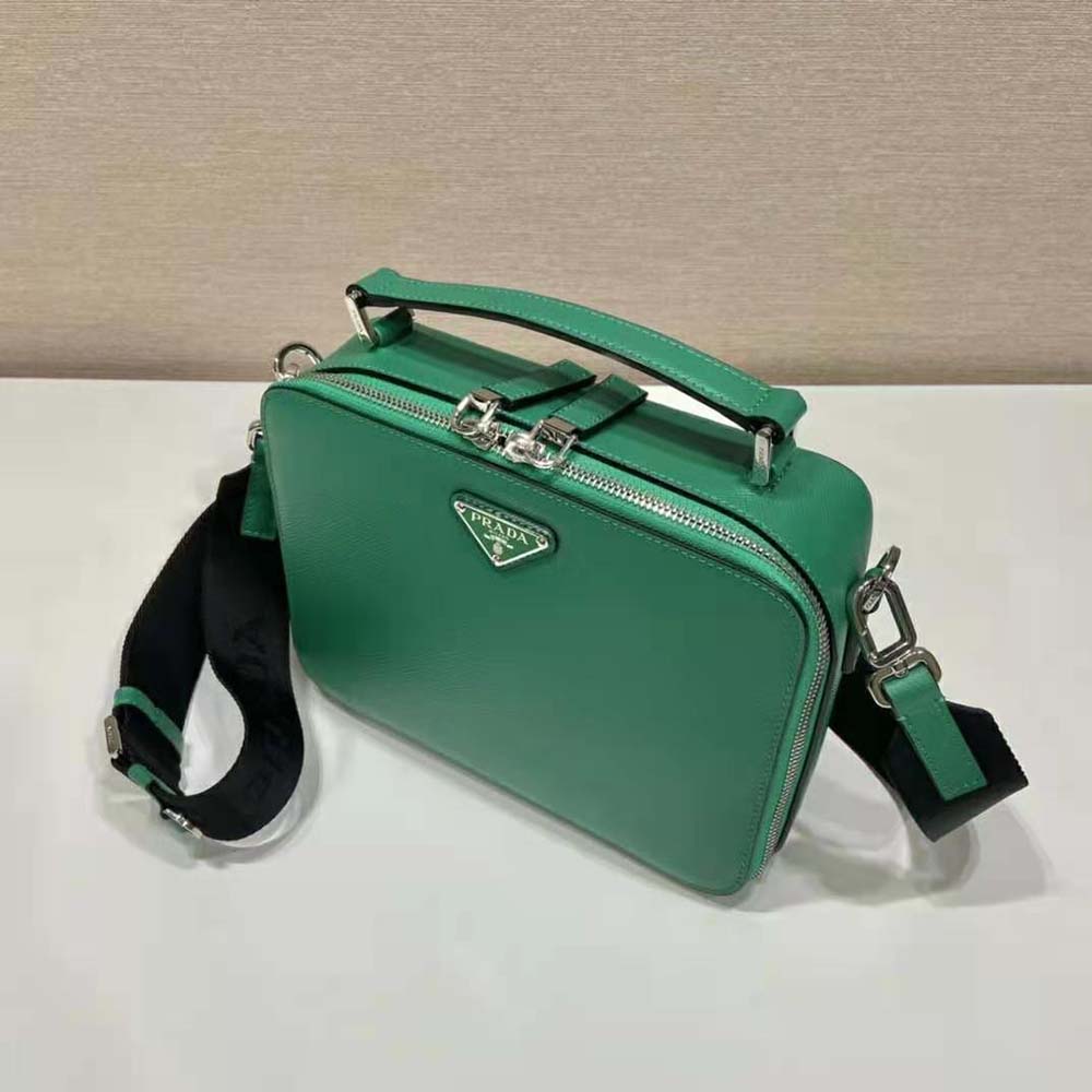 Prada Brique Saffiano Leather Bag in Green for Men