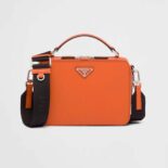 Prada Men Brique Saffiano Leather Bag-Orange