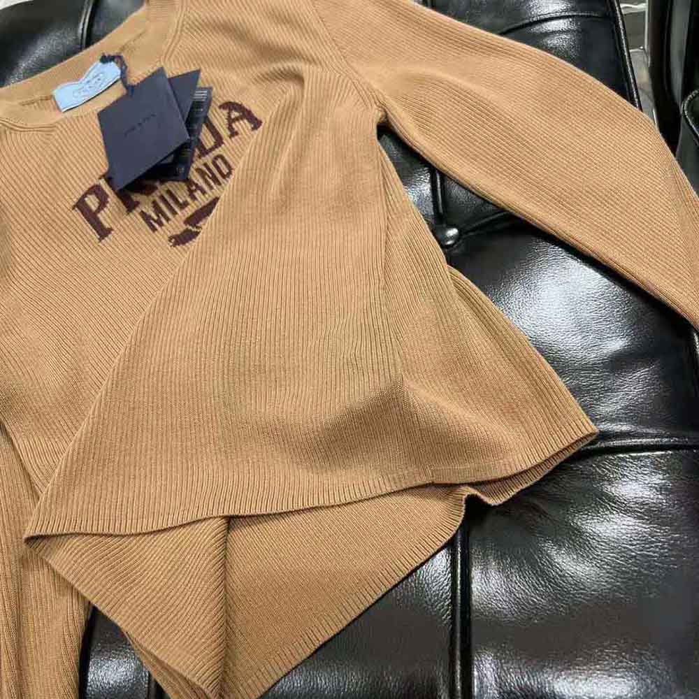 Prada Women Cropped Silk Sweater with Logo 7 Prada Women Cropped Silk Sweater with Logo - Image 7