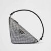 Prada Women Crystal-Studded Satin Pouch-Black