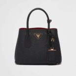 Prada Women Double Saffiano Leather Mini Bag-Black