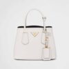 Prada Women Double Saffiano Leather Mini Bag-White