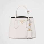 Prada Women Double Saffiano Leather Mini Bag-White