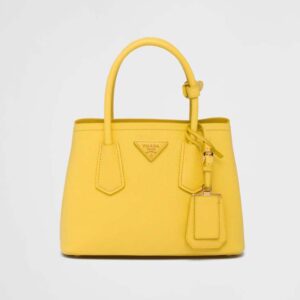 Prada Women Double Saffiano Leather Mini Bag-Yellow