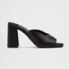Prada Women High-Heeled Satin Slides-Black