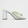 Prada Women High-heeled Satin Slides with Crystals-Auqa