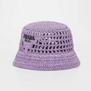 Prada Women Raffia Bucket Hat-Purple