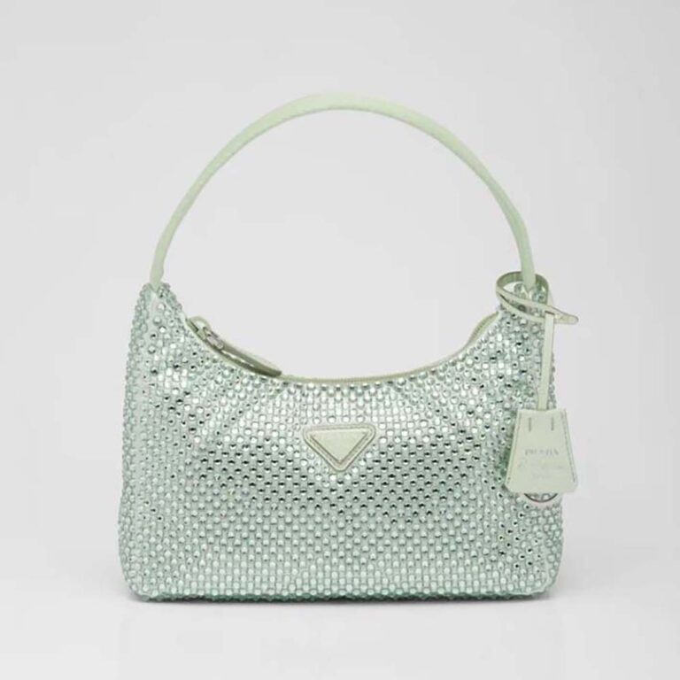 Prada Women Satin Mini-Bag with Crystals-White