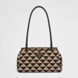 Prada Women Small Embroidered Fabric Bag-Brown