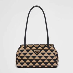 Prada Women Small Embroidered Fabric Bag-Brown
