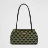 Prada Women Small Embroidered Fabric Bag-Green