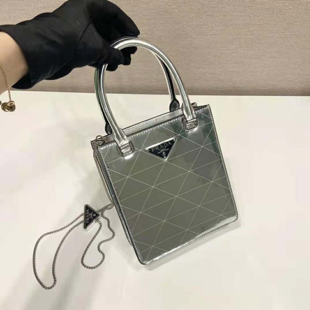 Prada 2022 Metallic Leather Mini Tote Bag - Silver Mini Bags, Handbags -  PRA746707