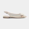 Roger Vivier Women Gommettine Net Lacquered Buckle Slingback Ballerinas in Fabric-White