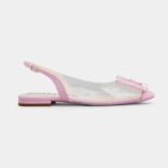 Roger Vivier Women Gommettine Strass Buckle Slingback Ballerinas in PVC-Pink