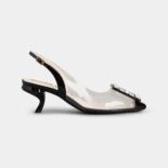 Roger Vivier Women Virgule Strass Buckle Slingback Pumps in PVC-Black