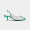 Roger Vivier Women Virgule Strass Buckle Slingback Pumps in PVC-Lime