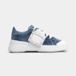 Roger Vivier Women Viv' Skate Strass Buckle Sneakers in Denim