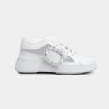 Roger Vivier Women Viv' Skate Strass Buckle Sneakers in PVC-White