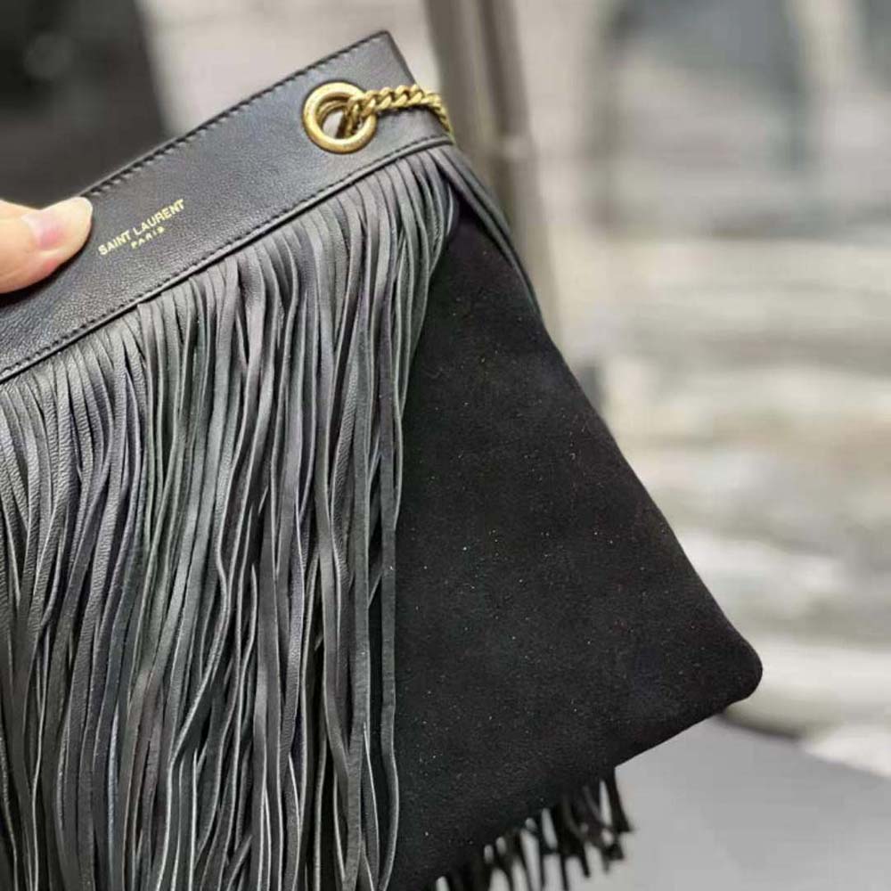 Saint Laurent - Grace Dark Land Suede Fringe Small Bag