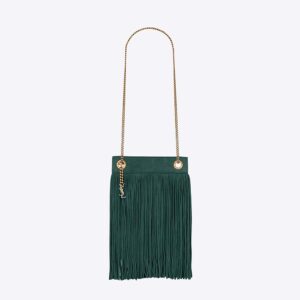 Saint Laurent YSL Women Grace Small Chain Bag in Suede-Blue