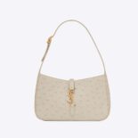 Saint Laurent YSL Women Le 5 A 7 Hobo Bag in Ostrich-White