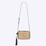 Saint Laurent YSL Women Lou Camera Bag in Raffia and Smooth Leather