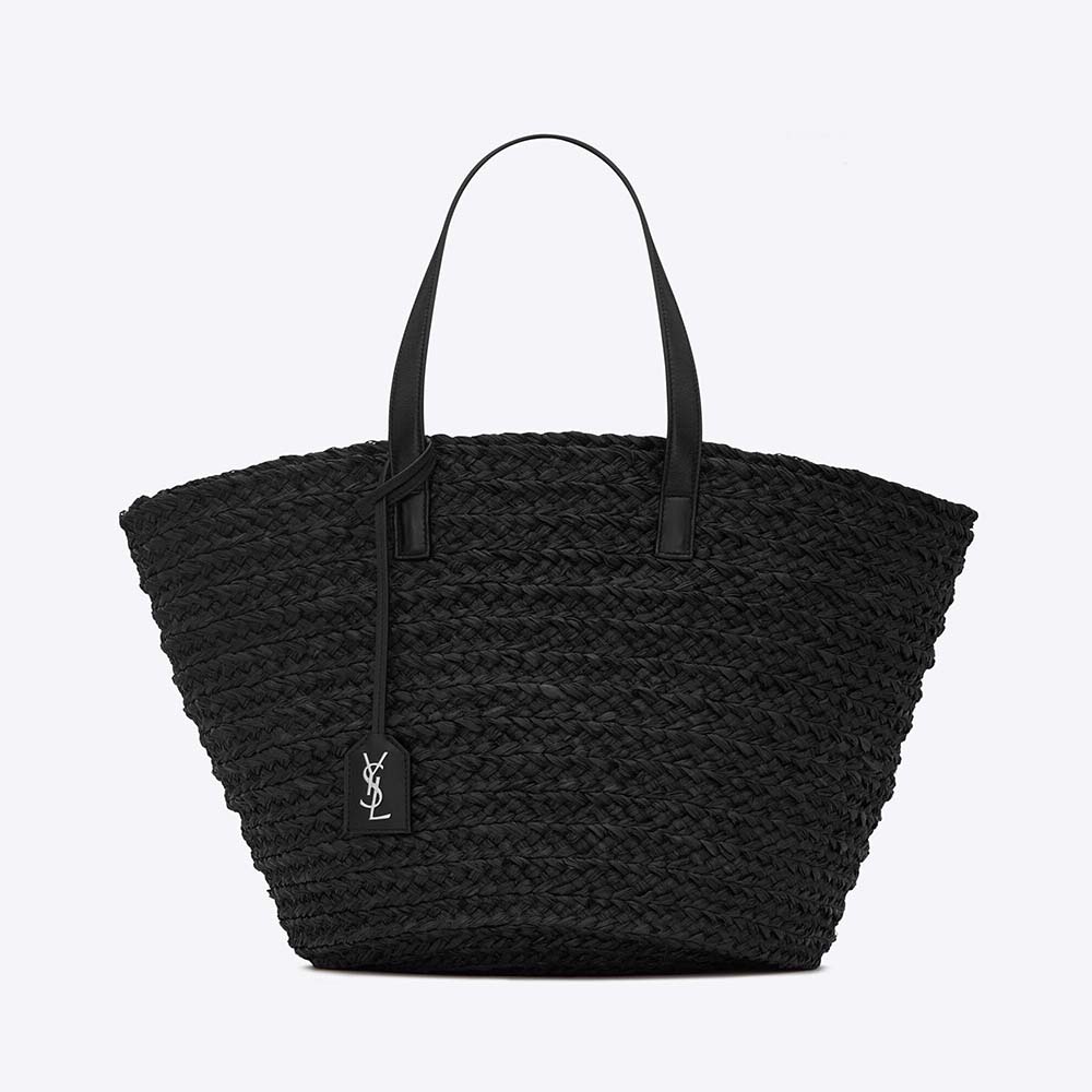 Saint Laurent YSL Women Panier Medium Bag in Crochet Raffia and Smooth ...