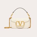Valentino Women Locò Small Shoulder Bag in Calfskin-White