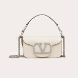 Valentino Women Locò Small Shoulder Bag with Jewel Logo-White