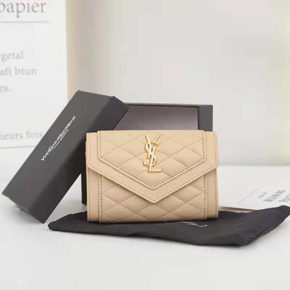 Saint Laurent YSL Women Vlogo Signature Grainy Calfskin Cardholder wth Zipper-Sandy 3 Saint Laurent YSL Women Vlogo Signature Grainy Calfskin Cardholder wth Zipper-Sandy - Image 3