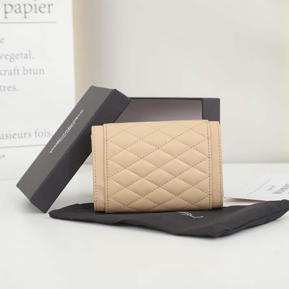 Saint Laurent YSL Women Vlogo Signature Grainy Calfskin Cardholder wth Zipper-Sandy 4 Saint Laurent YSL Women Vlogo Signature Grainy Calfskin Cardholder wth Zipper-Sandy - Image 4