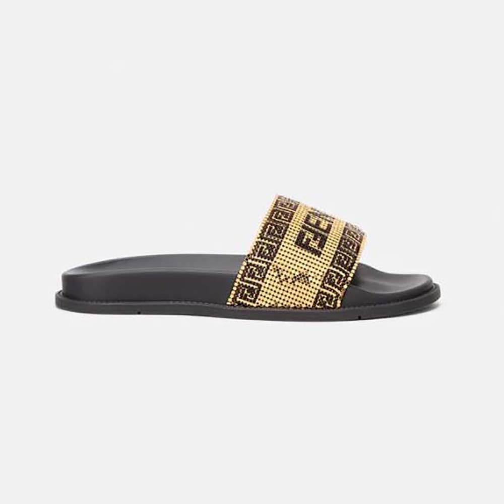 Versace Unisex Fendace Logo Sliders-Black