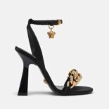 Versace Women Medusa Chain High Heel Sandals-Black