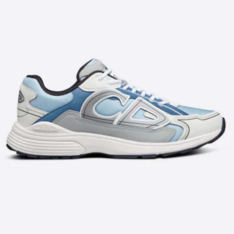 Dior Unisex CD Shoes B30 Low-Top Sneaker Light Blue Mesh Gray Blue