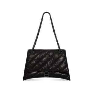 Balenciaga Women Crush Medium Chain Bag Quilted in Black