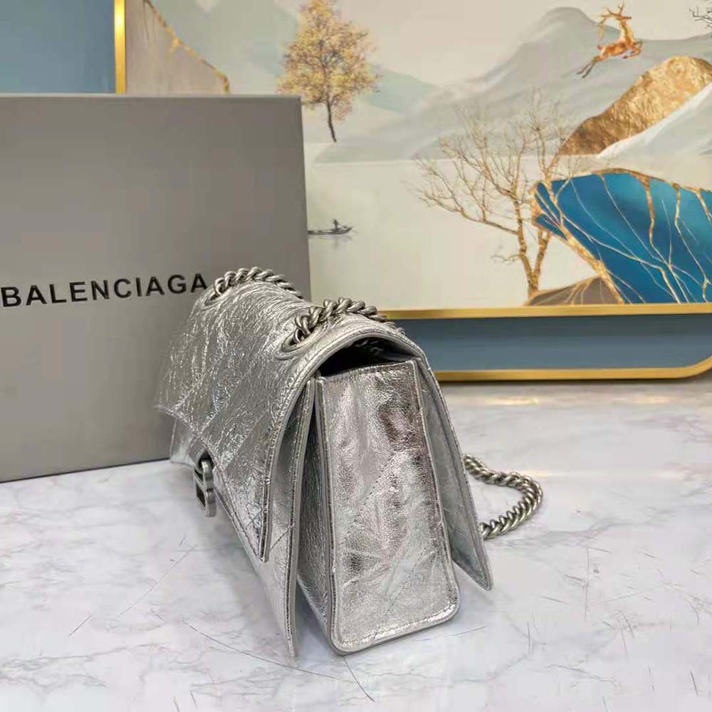Balenciaga Women Crush Small Chain Bag Metallized Quilted in Silver 6 Balenciaga Women Crush Small Chain Bag Metallized Quilted in Silver - Image 6