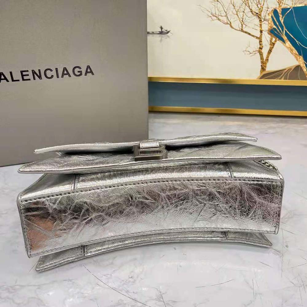 Balenciaga Women Crush Small Chain Bag Metallized Quilted in Silver 7 Balenciaga Women Crush Small Chain Bag Metallized Quilted in Silver - Image 7