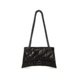Balenciaga Women Crush Small Chain Bag Quilted in Black