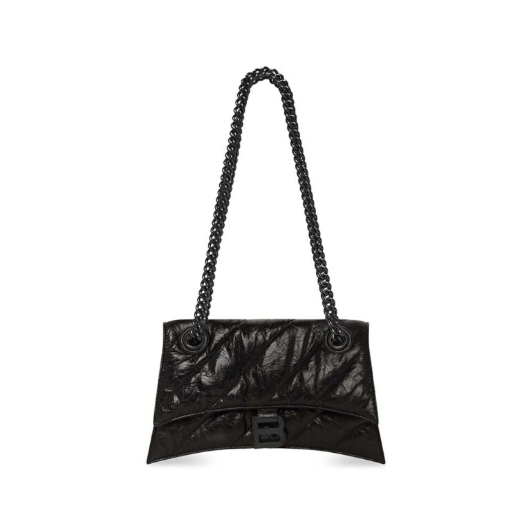 Balenciaga Women Crush Small Chain Bag Metallized Quilted In Silver