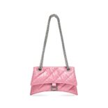 Balenciaga Women Crush Small Chain Bag Quilted in Optic Pink