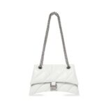 Balenciaga Women Crush Small Chain Bag Quilted in Optic White