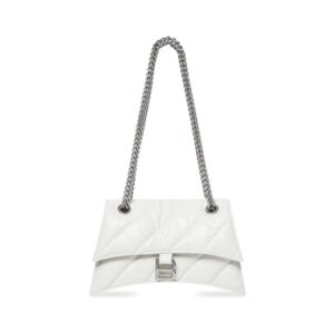 Balenciaga Women Crush Small Chain Bag Quilted in Optic White