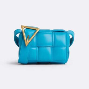 Bottega Veneta Women Candy Padded Cassette Mini Padded Intreccio Leather Cross-Body Bag-Blue