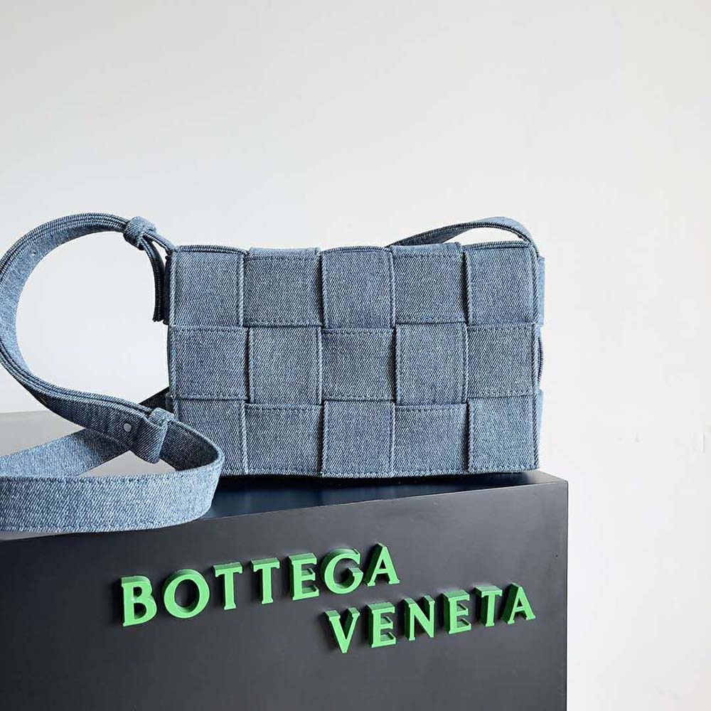 Bottega Veneta Women Cassette Intreccio Washed Denim Cross-Body Bag 2 Bottega Veneta Women Cassette Intreccio Washed Denim Cross-Body Bag - Image 2