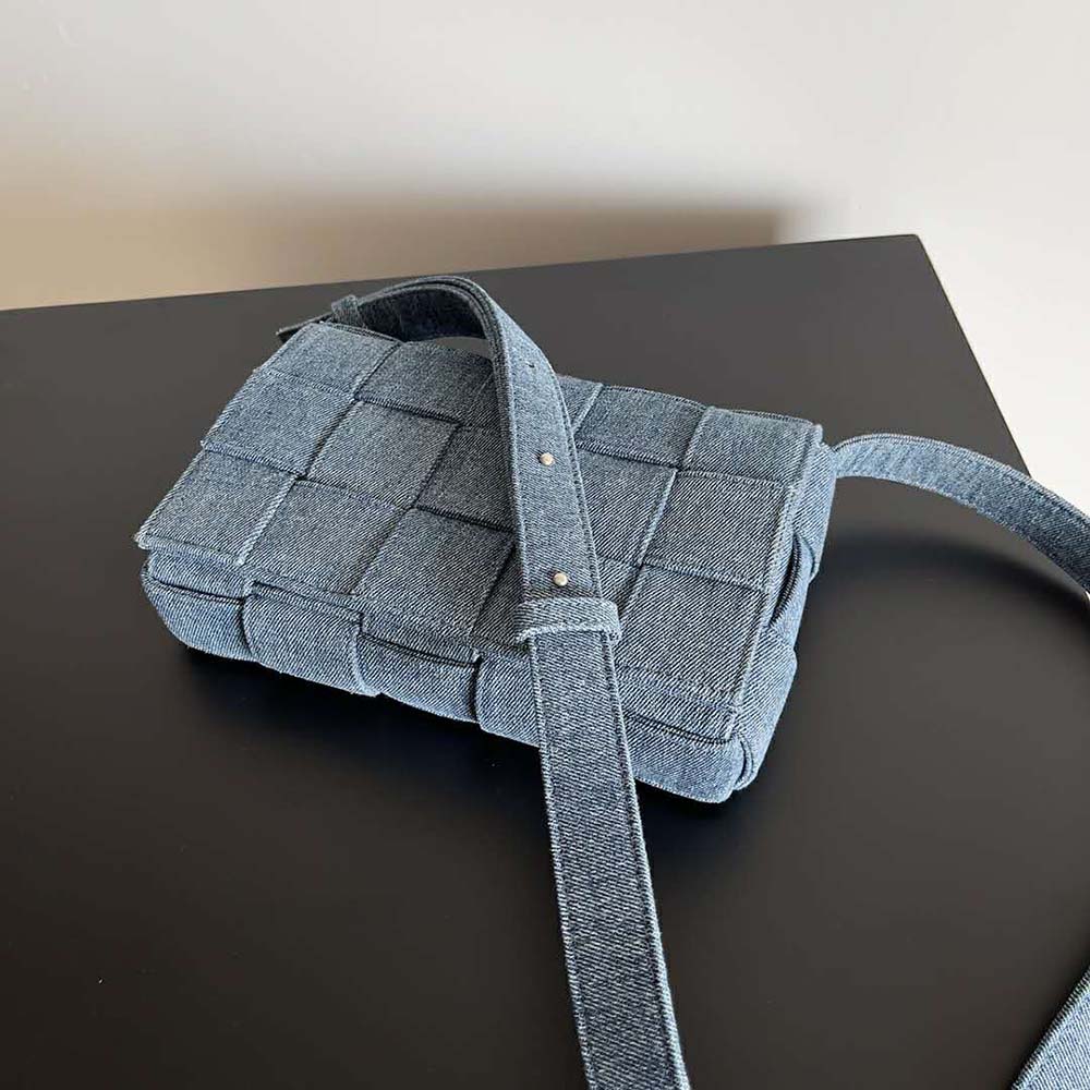 Bottega Veneta Women Cassette Intreccio Washed Denim Cross-Body Bag 4 Bottega Veneta Women Cassette Intreccio Washed Denim Cross-Body Bag - Image 4