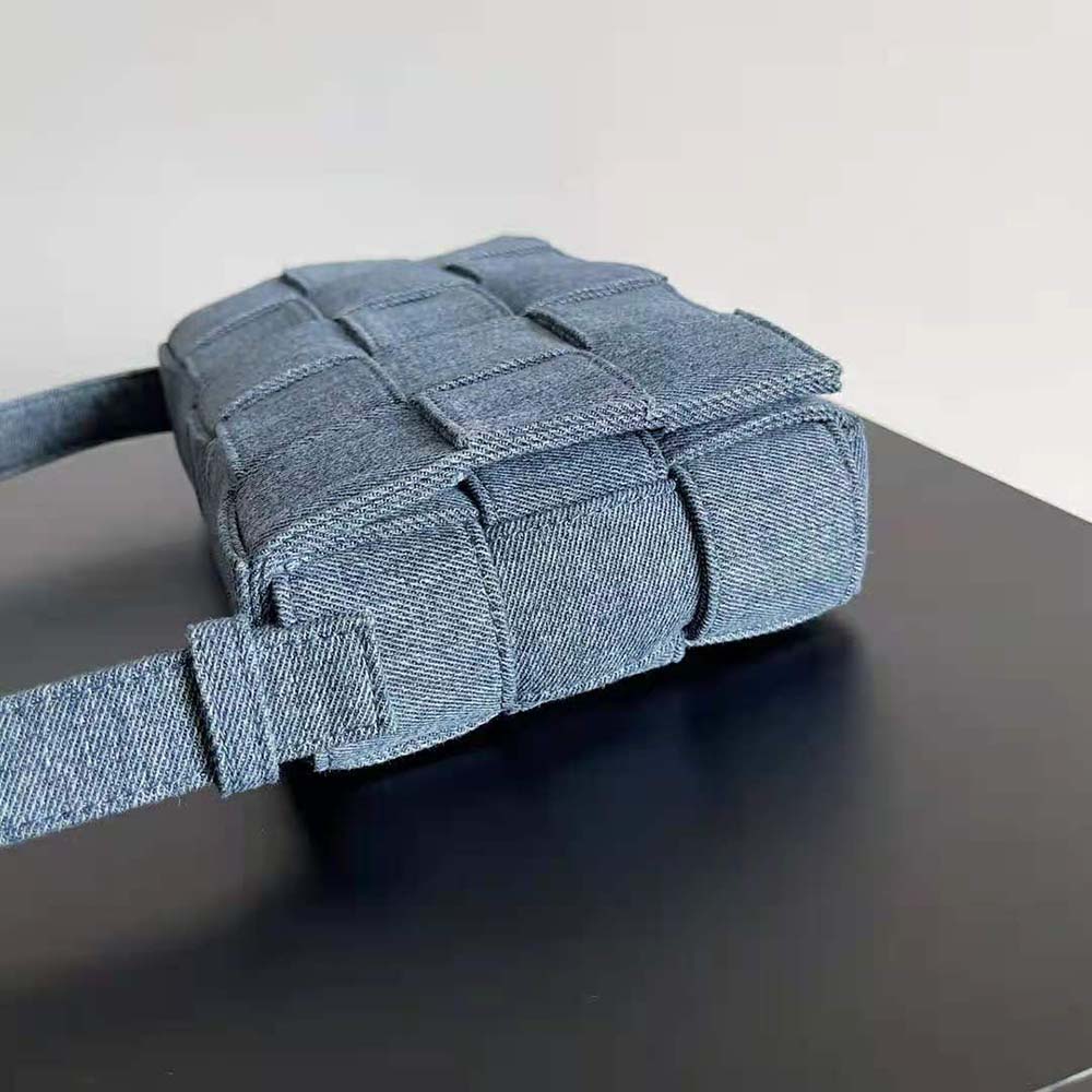 Bottega Veneta Women Cassette Intreccio Washed Denim Cross-Body Bag 6 Bottega Veneta Women Cassette Intreccio Washed Denim Cross-Body Bag - Image 6
