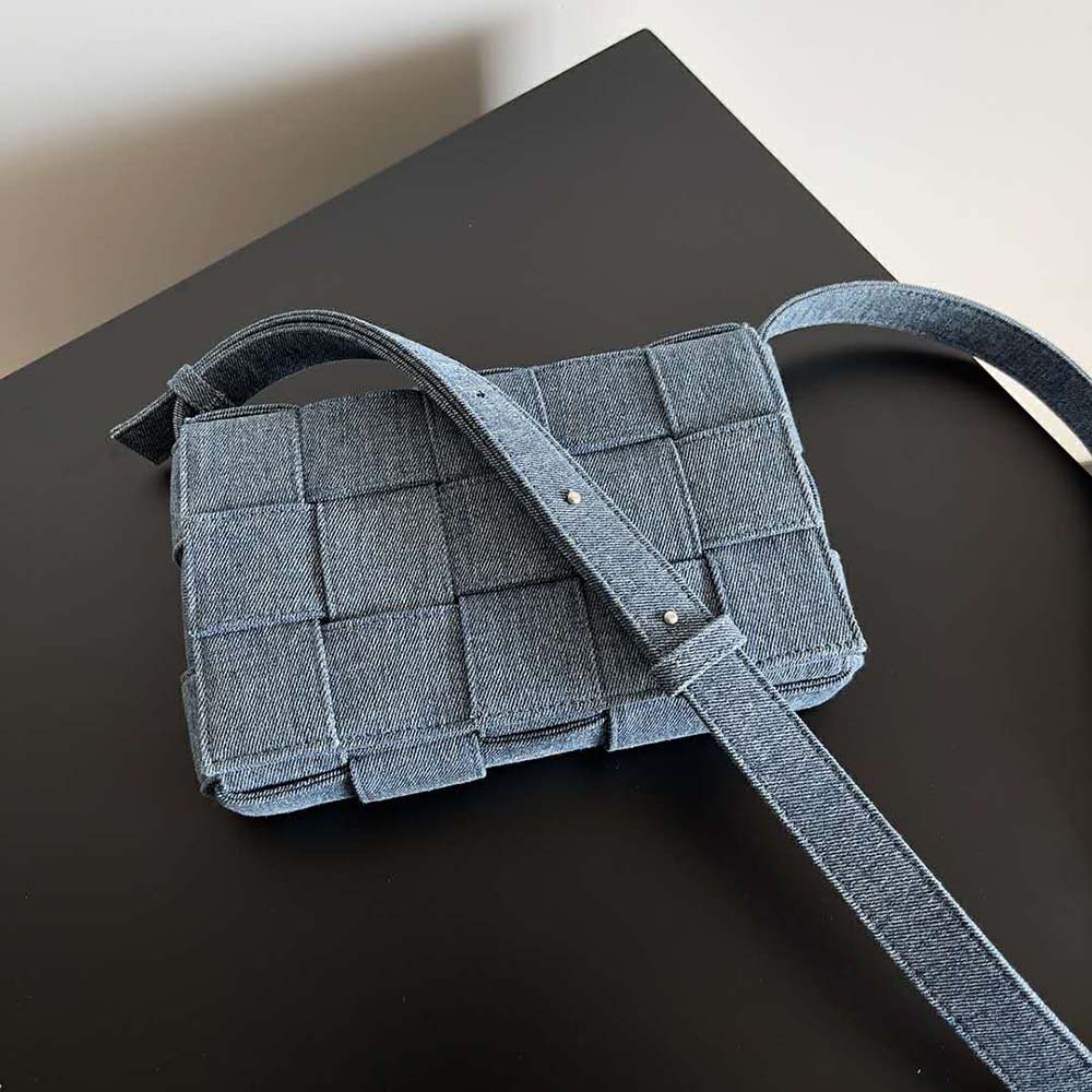 Bottega Veneta Women Cassette Intreccio Washed Denim Cross-Body Bag 5 Bottega Veneta Women Cassette Intreccio Washed Denim Cross-Body Bag - Image 5