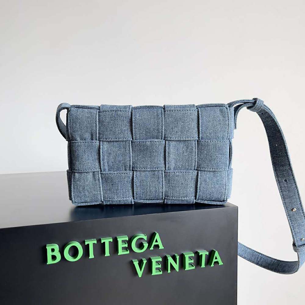 Bottega Veneta Women Cassette Intreccio Washed Denim Cross-Body Bag 3 Bottega Veneta Women Cassette Intreccio Washed Denim Cross-Body Bag - Image 3