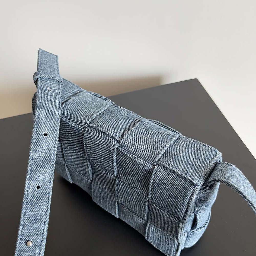 Bottega Veneta Women Cassette Intreccio Washed Denim Cross-Body Bag 9 Bottega Veneta Women Cassette Intreccio Washed Denim Cross-Body Bag - Image 9