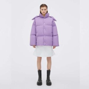 Bottega Veneta Women Frosted Poplin Puffer Jacket-Purple